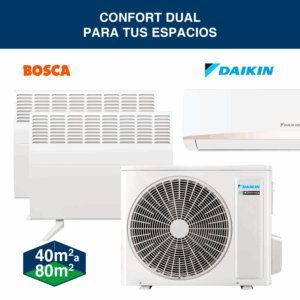 AIRE ACONDICIONADO SPLIT 1X12000 BTU DAIKIN + CALEFACTOR 2X1000W F120 BOSCA